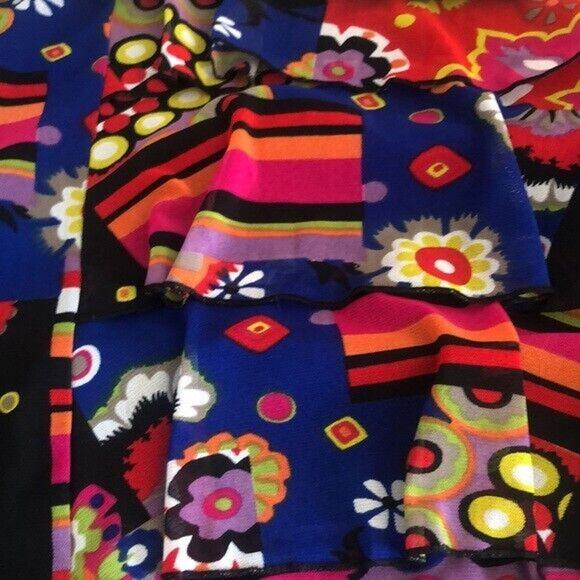 Y2K Libra Bright Babydoll Ruffled top 3/4 sleeves scoop neck Small NO TAGS - Picture 5 of 5